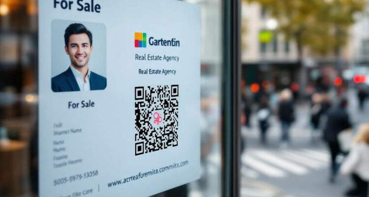 Pancarte immoblière avec Qrcode carte de visite Glibl